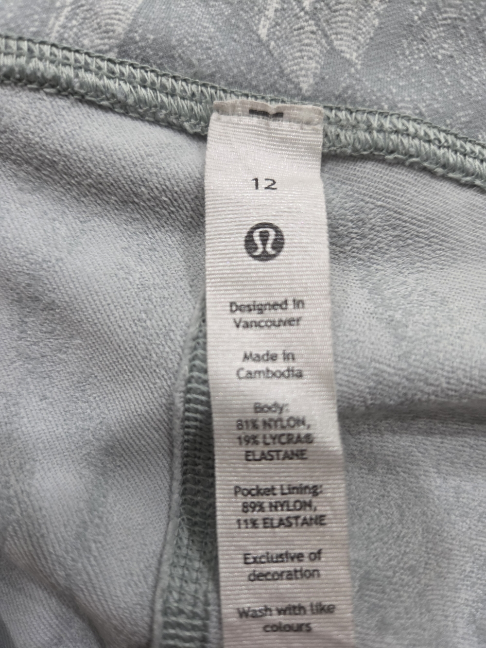 lululemon athletica Light Mint Green Gray White Patterned Leggings with Pockets - Picture 6 of 7